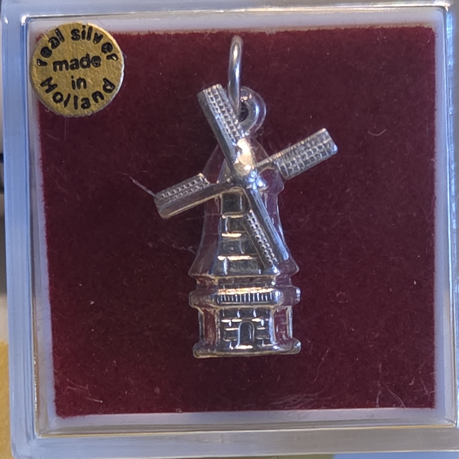 Sterling Silver 925 Windmill Charm Pendant Made in Holland- Moving Blades