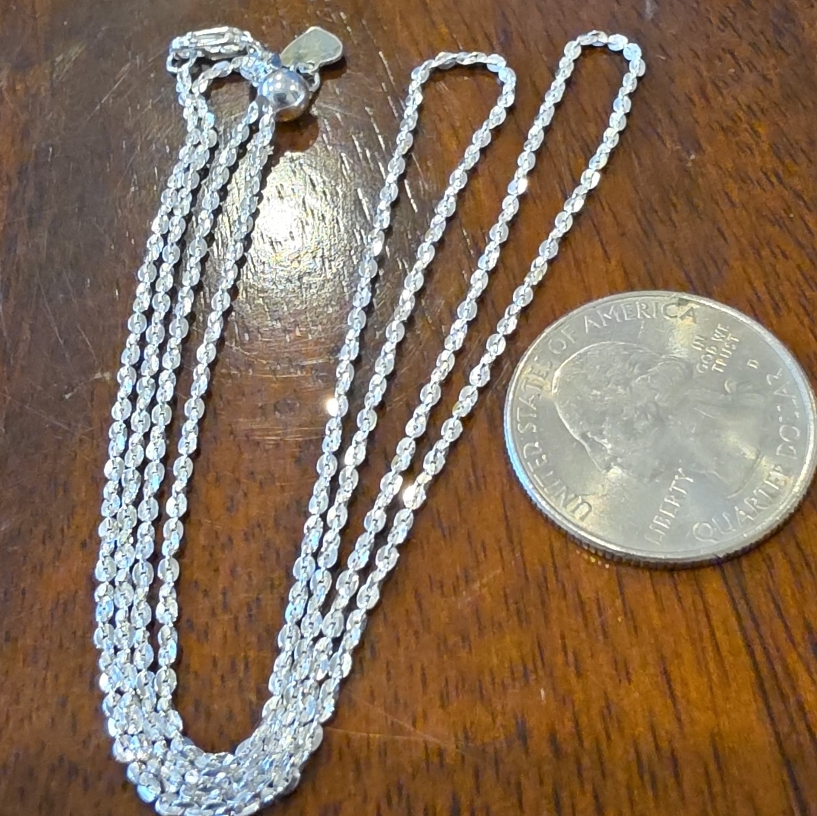 925 Sterling Serpentine Rope Chain Adjustable To 24 inch Lobster Clasp 1.5mm