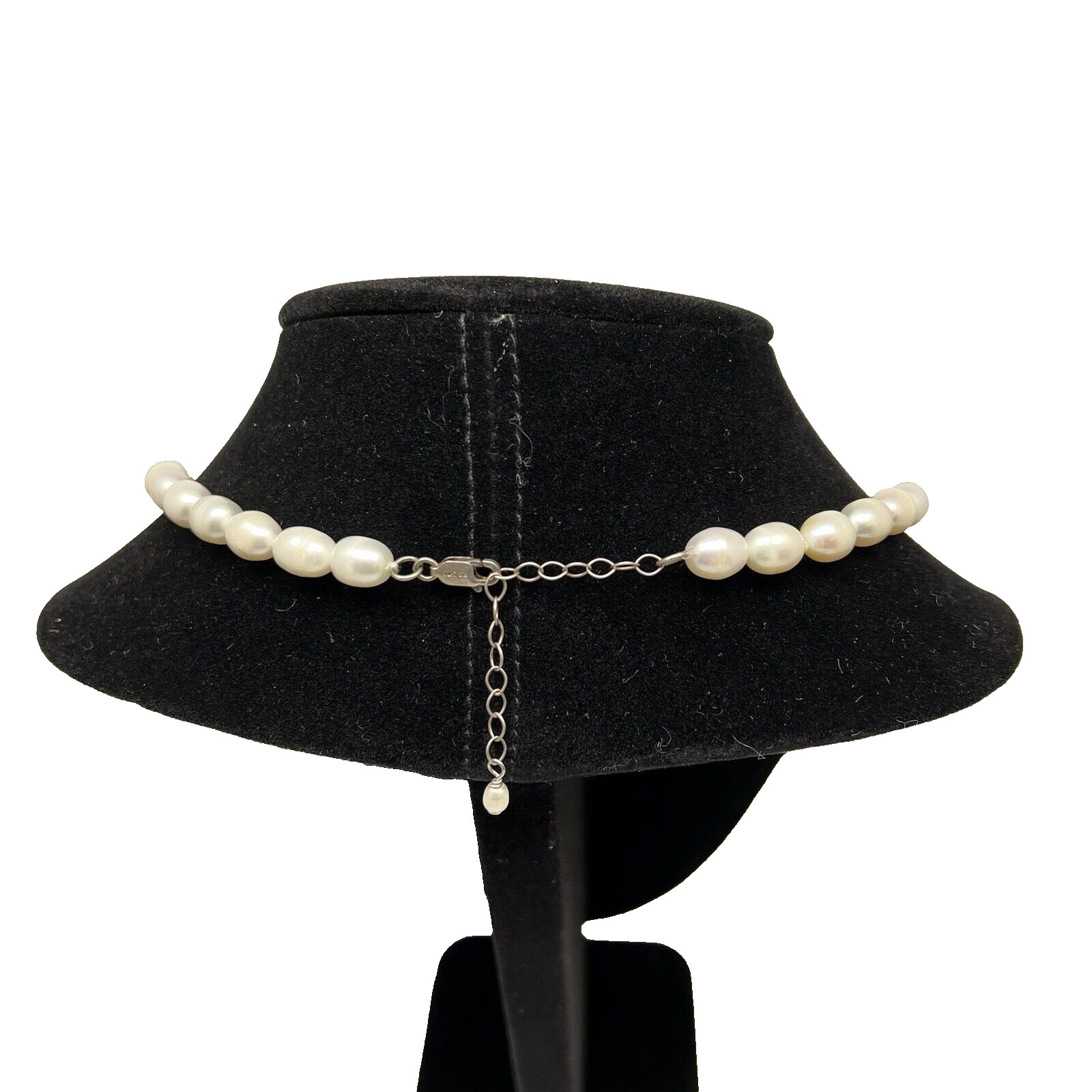 Womens Pearl Necklace Genuine Cultured Fresh Water Barrel Sterling Clasp 21in