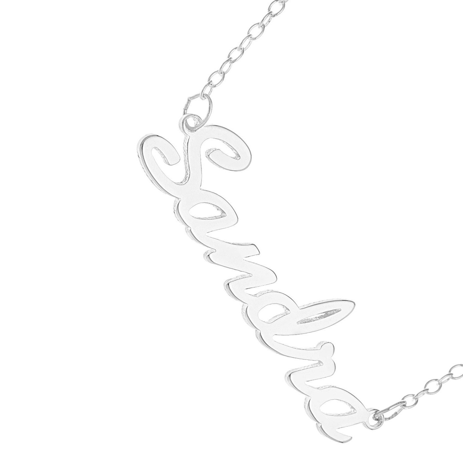 Sandra Name Plate Necklace Pendent Sterling Silver female Personalized Custom