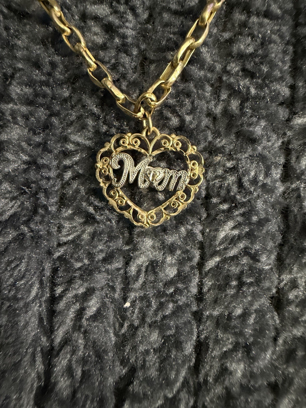 925 Italy Sterling Silver Gold Mom Heart Charm Bracelet 7” Mother’s Gift