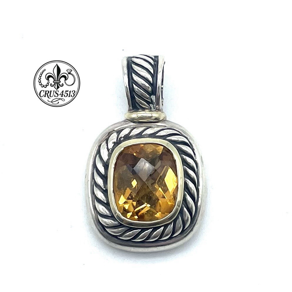 DAVID YURMAN Sterling Silver/14K Yellow Gold Citrine Albion Cable Pendant