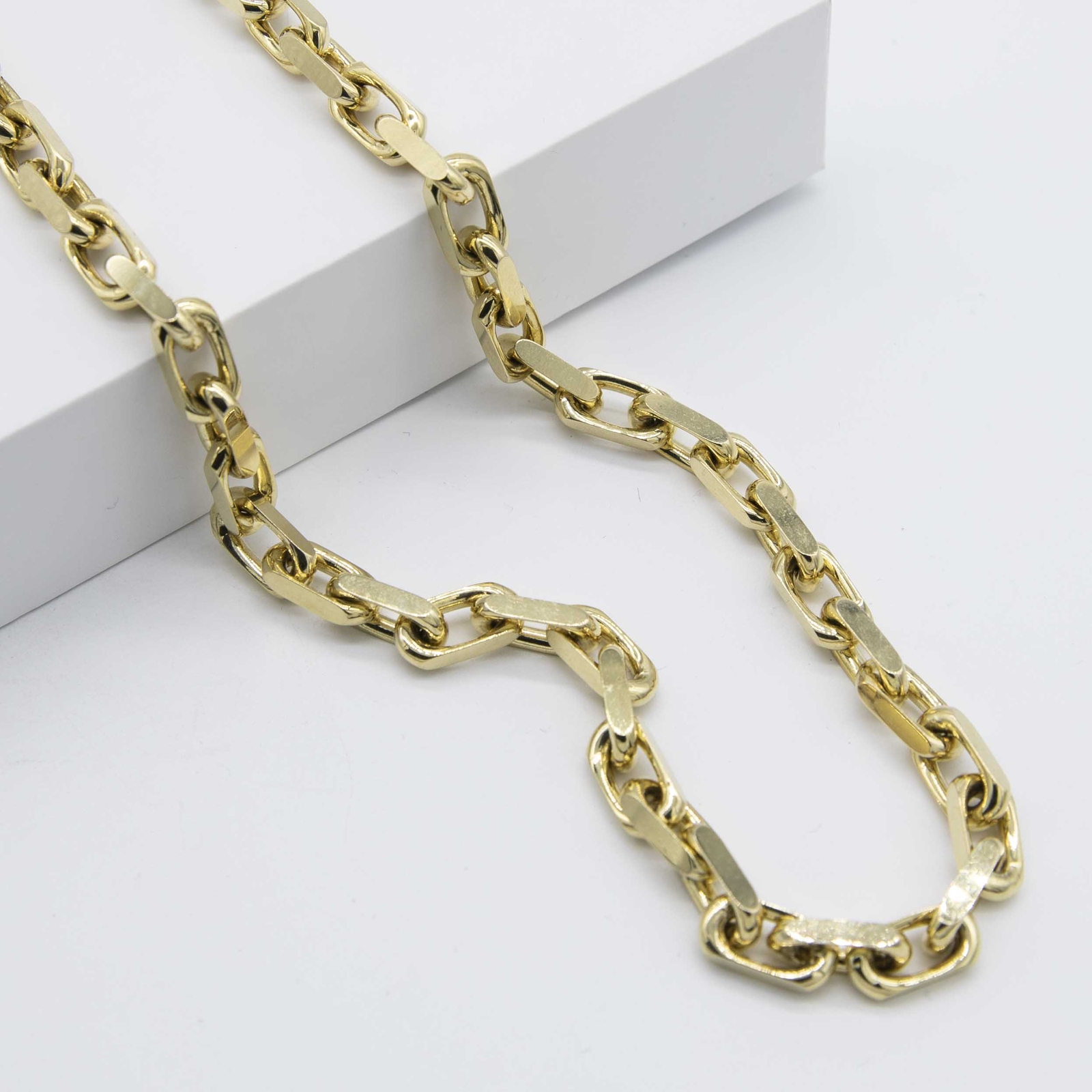 Solid 14K Yellow Gold Chunky Box Chain Necklace Real 14K Yellow Gold All Sizes