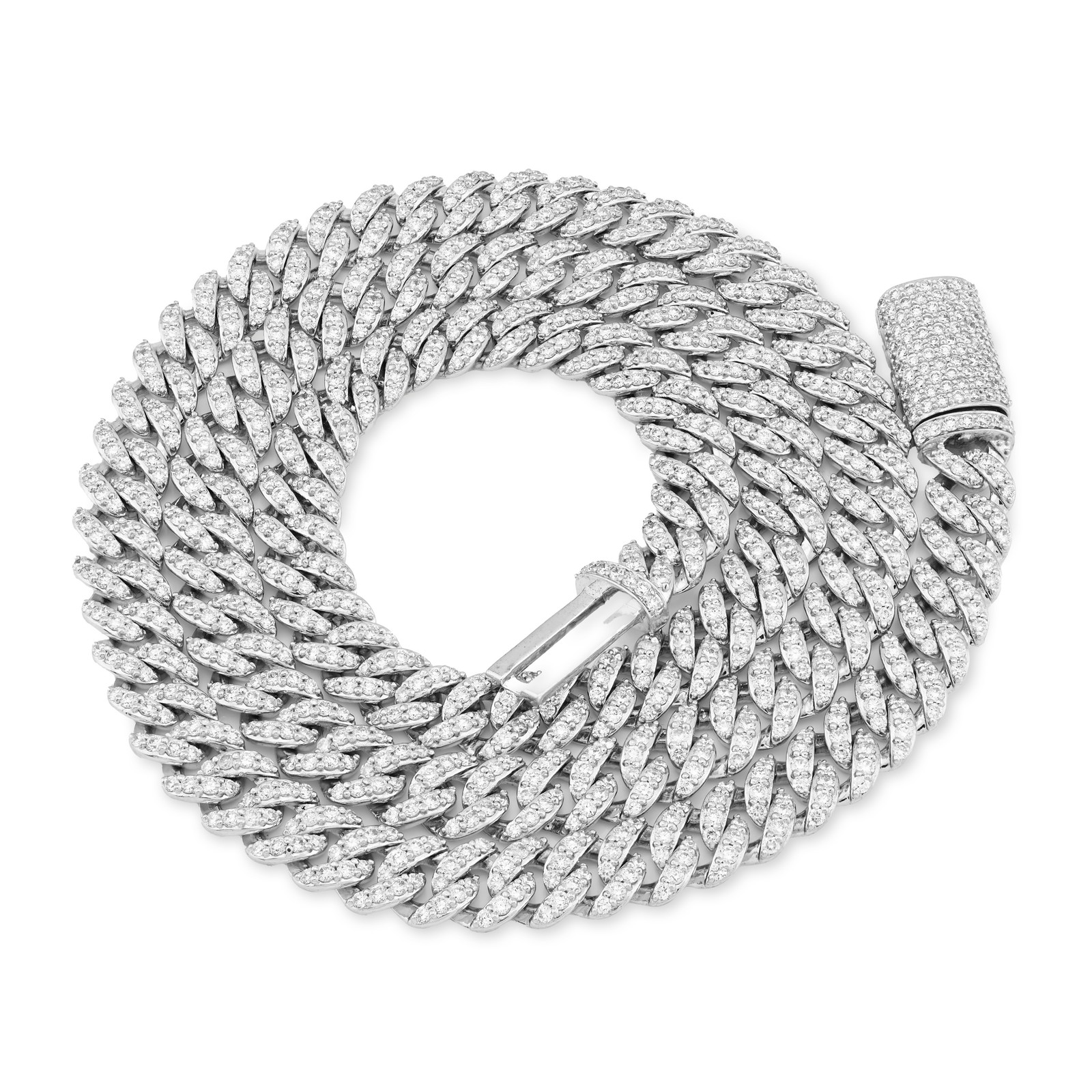 7.5MM 925 Sterling Silver 10CTW Lab Diamond Cuban Chain 59.7g 22 Inches Necklace