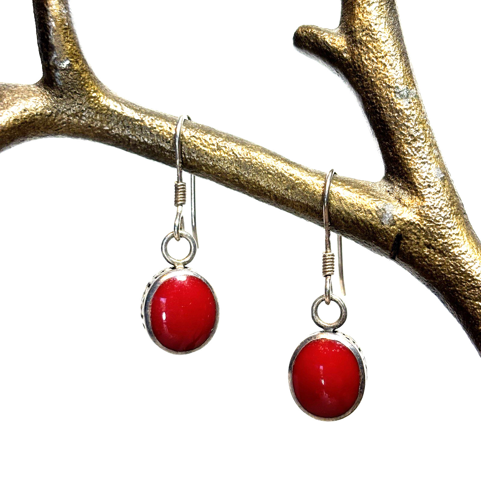 Silpada Red Reversible Filigree Sterling Silver Red Stone Pendant & Earrings