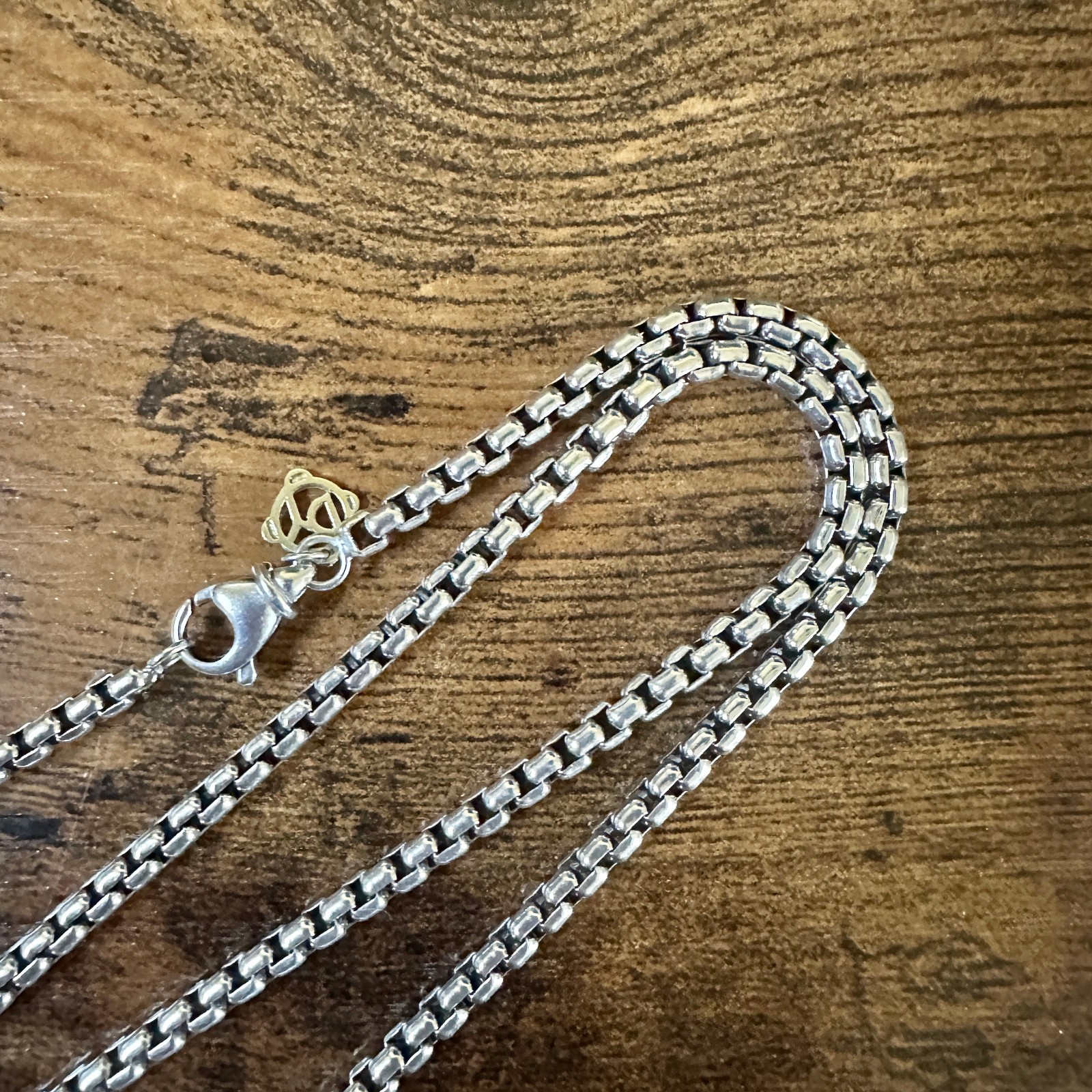 David Yurman Medium Box Chain Necklace w/ 14K Yellow Gold – 3.6mm – 18″
