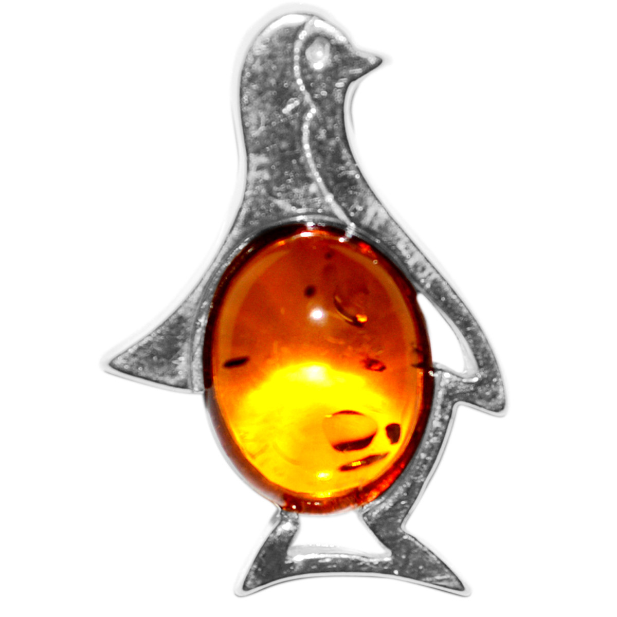 1.62g Penguin Authentic Baltic Amber 925 Sterling Silver Pendant Jewelry N-A699