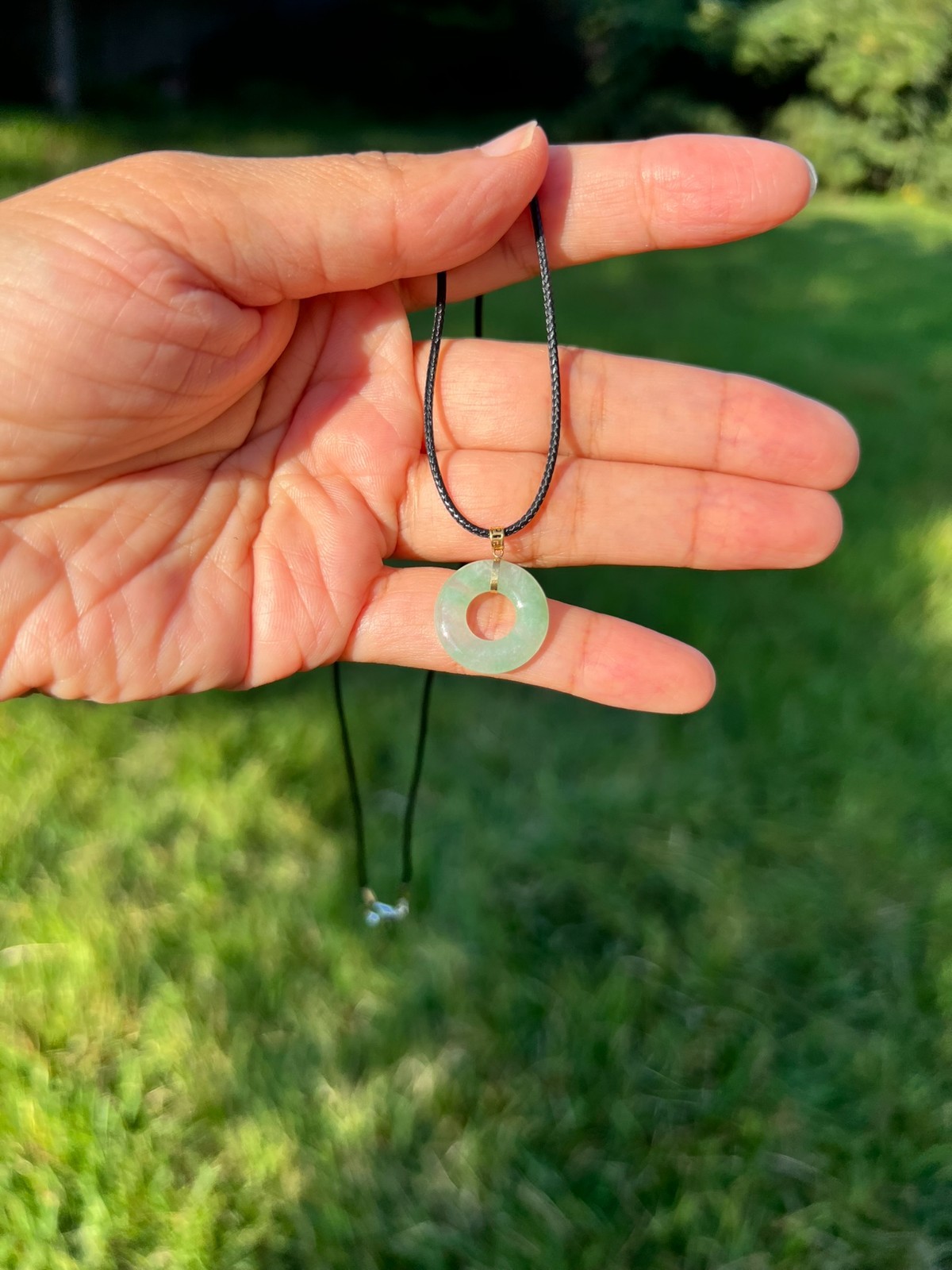 Icy Green 18k Solid Gold 100% Natural Grade A Jadeite Jade Pendant H178 5
