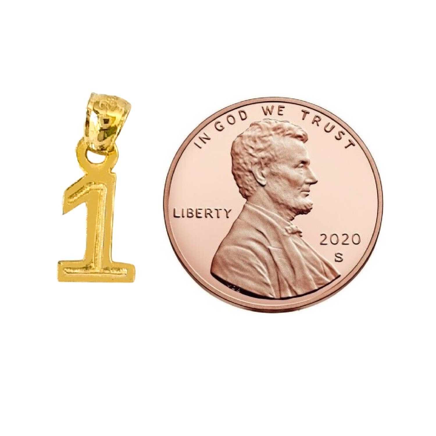 0 to 50 Any One 14K Yellow Gold Number Pendant / Charm, Made in USA