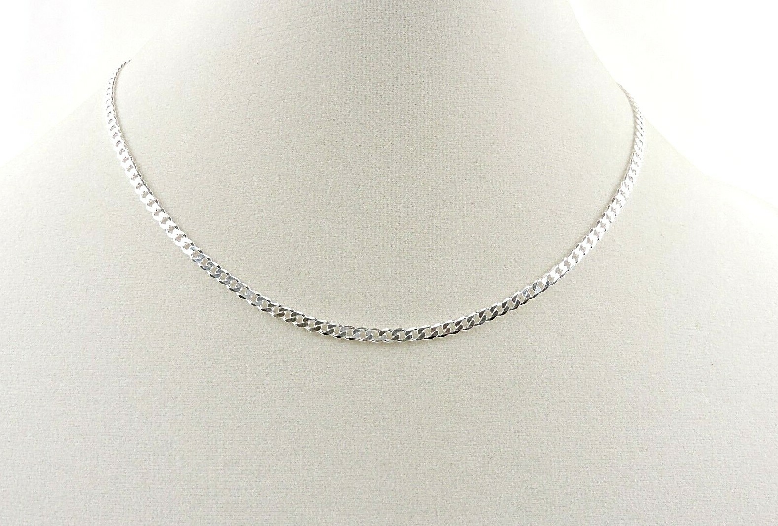 Sterling Silver 3 mm 080 Gauge Curb Necklace 16″ – 30″ – Free Gift Packaging