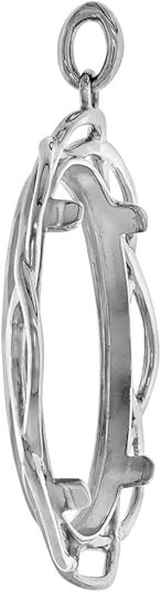 Sterling Silver Braided Edge 1 Onza Plata Libertad Bezel Pendant for 36 mm Coins
