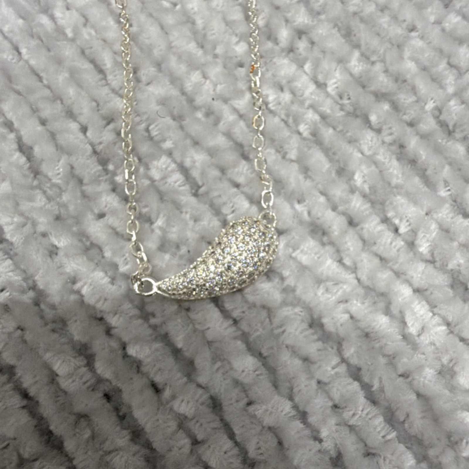 New 925 Sterling Silver Asymmetrical Pendant Necklace 18 inch