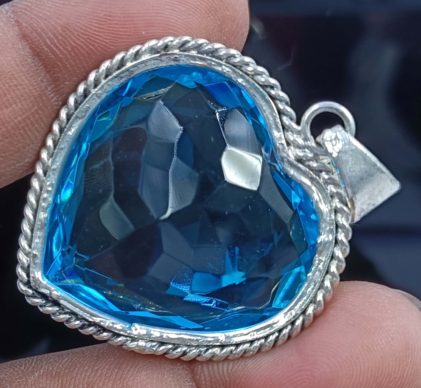 IGL 102.10 Ct Heart Cut Blue Topaz Natural 925 Silver Pendant Gemstone 5ADH
