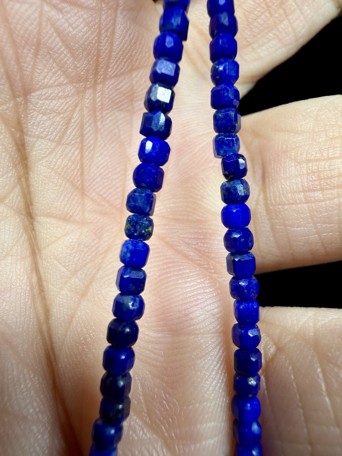 Premium Lapis Lazuli Beaded Necklace Teardrop Quartz Pendant 925 Sterling