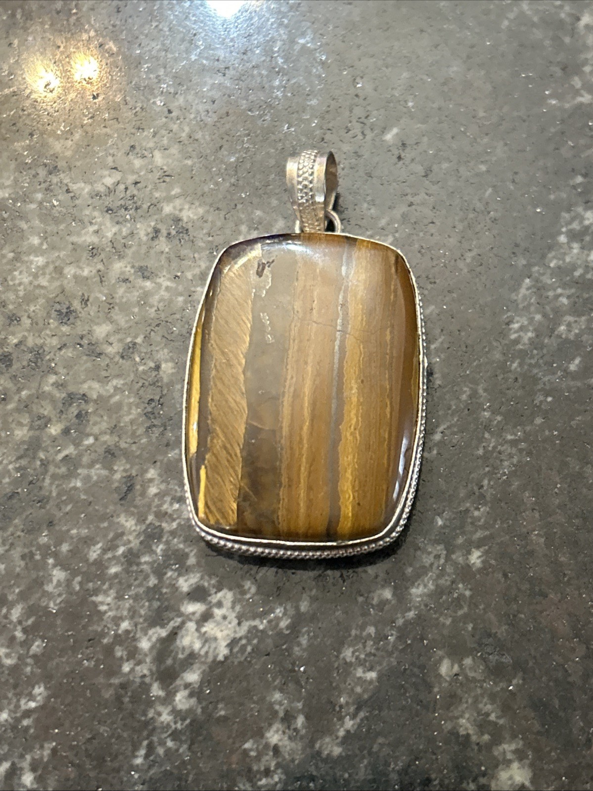 Natural Tiger’s Eye Gemstone Silver Jewelry Pendant Size 2.2″