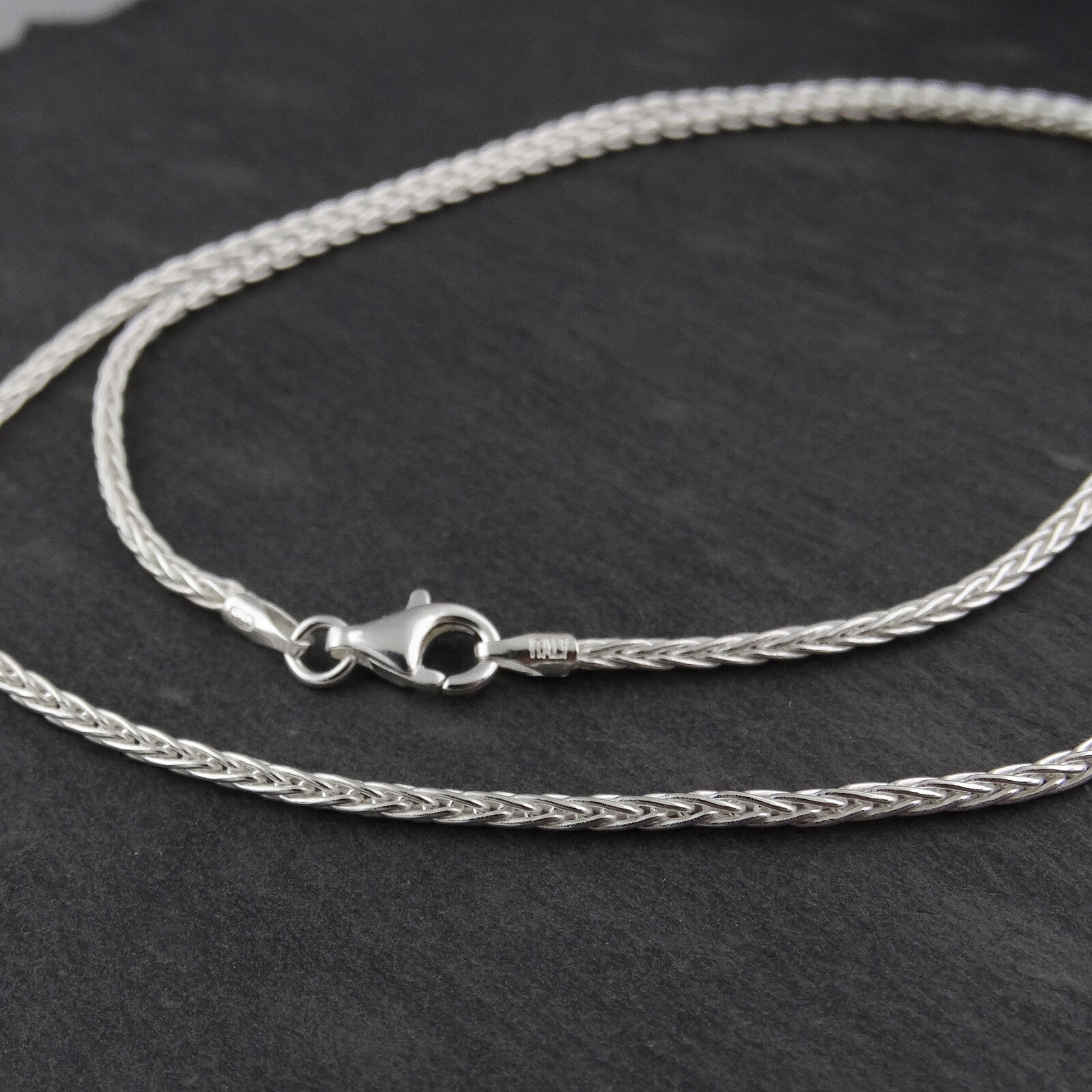 Sterling Silver 1.5mm SPIGA Wheat Chain Necklace – 045 Italy 16″-30″