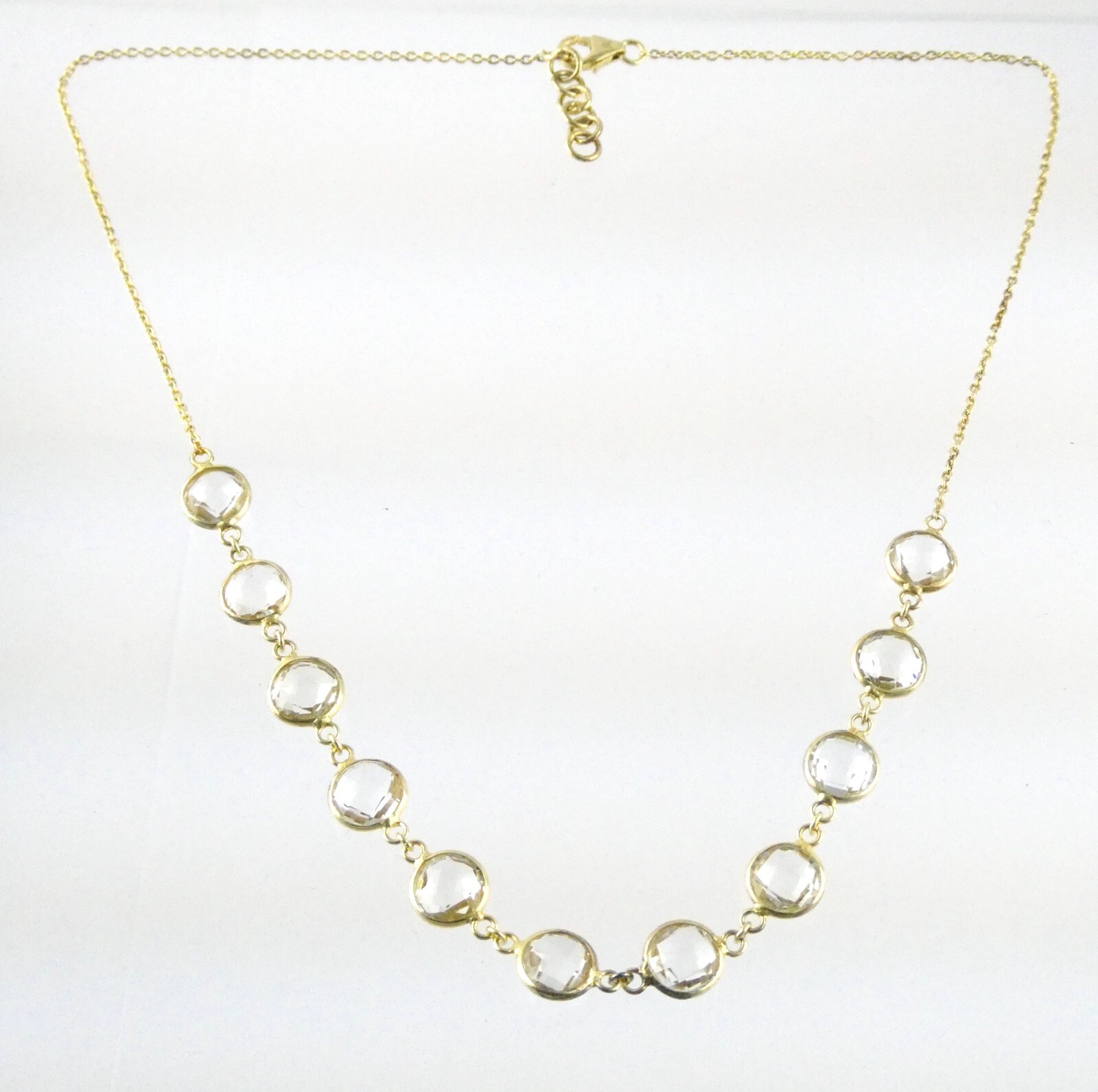 Designer A Gilt Sterling Silver Faceted White Topaz Link Chain Necklace 925 19In