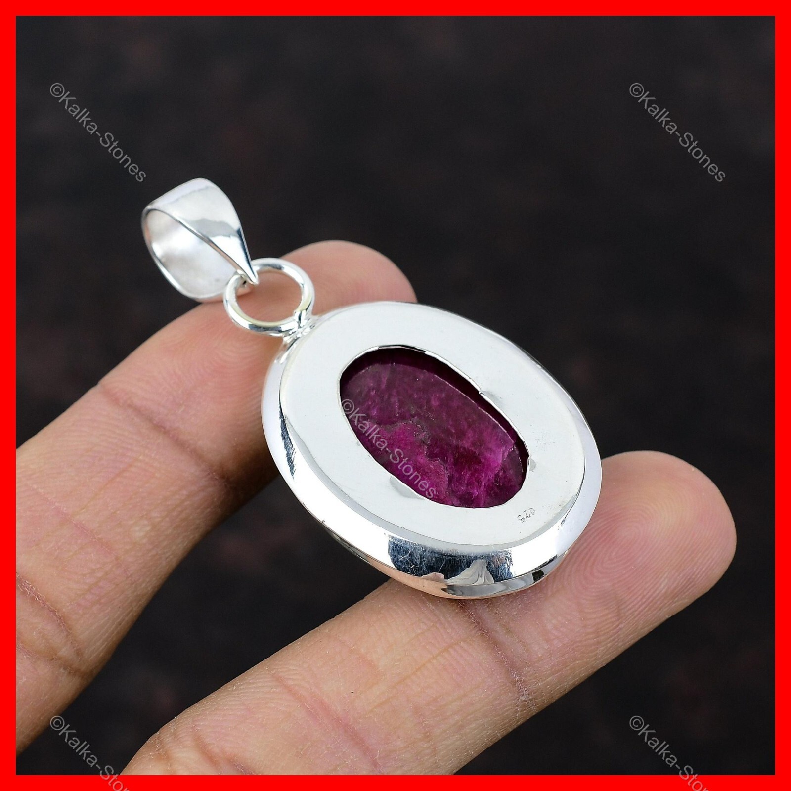 Valentines Sale Kashmir Rubi Gemstone Daughter Bezel Pendant 925 Sterling Silver
