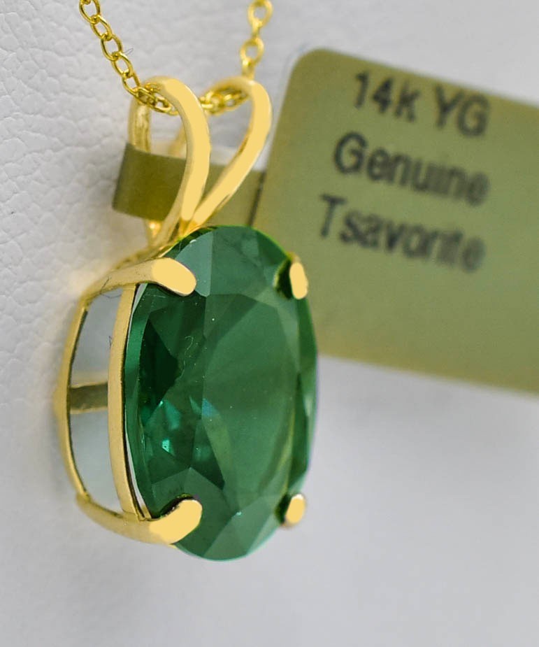 GENUINE 5.47 Carats TSAVORITE PENDANT 14k SOLID YELLOW GOLD – Free Appraisal