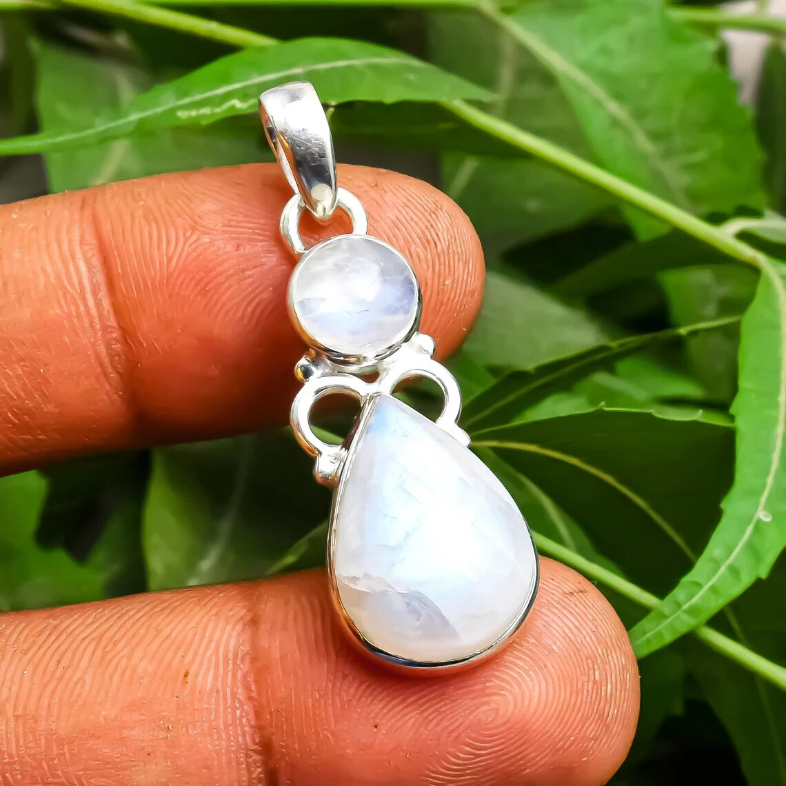 Rainbow Moonstone Gemstone Pendant 925 Silver Handmade Pendant Gift For Him