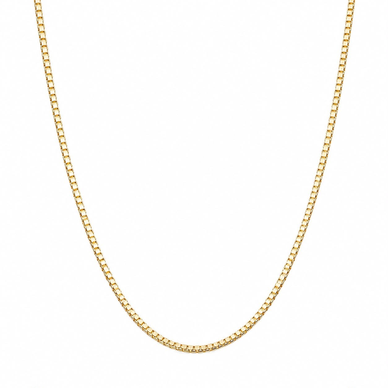 Real 14K Yellow Gold 1mm Box Chain Necklace 18in Lobster Clasp Unisex Gift Chain