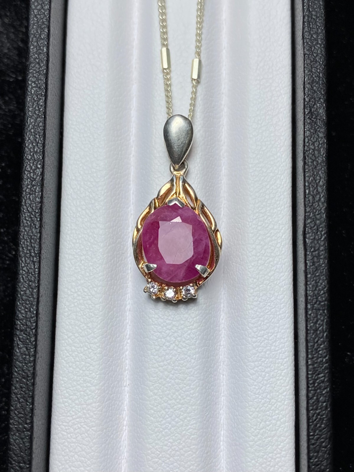 100% Natural Stone Afghanistan Ruby Necklace 925 Sterling Silver Gemstone