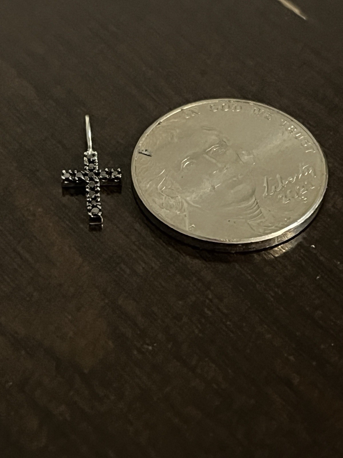 Black Diamond Cross Pendant/Charm 14k White Gold 0.11 Carats