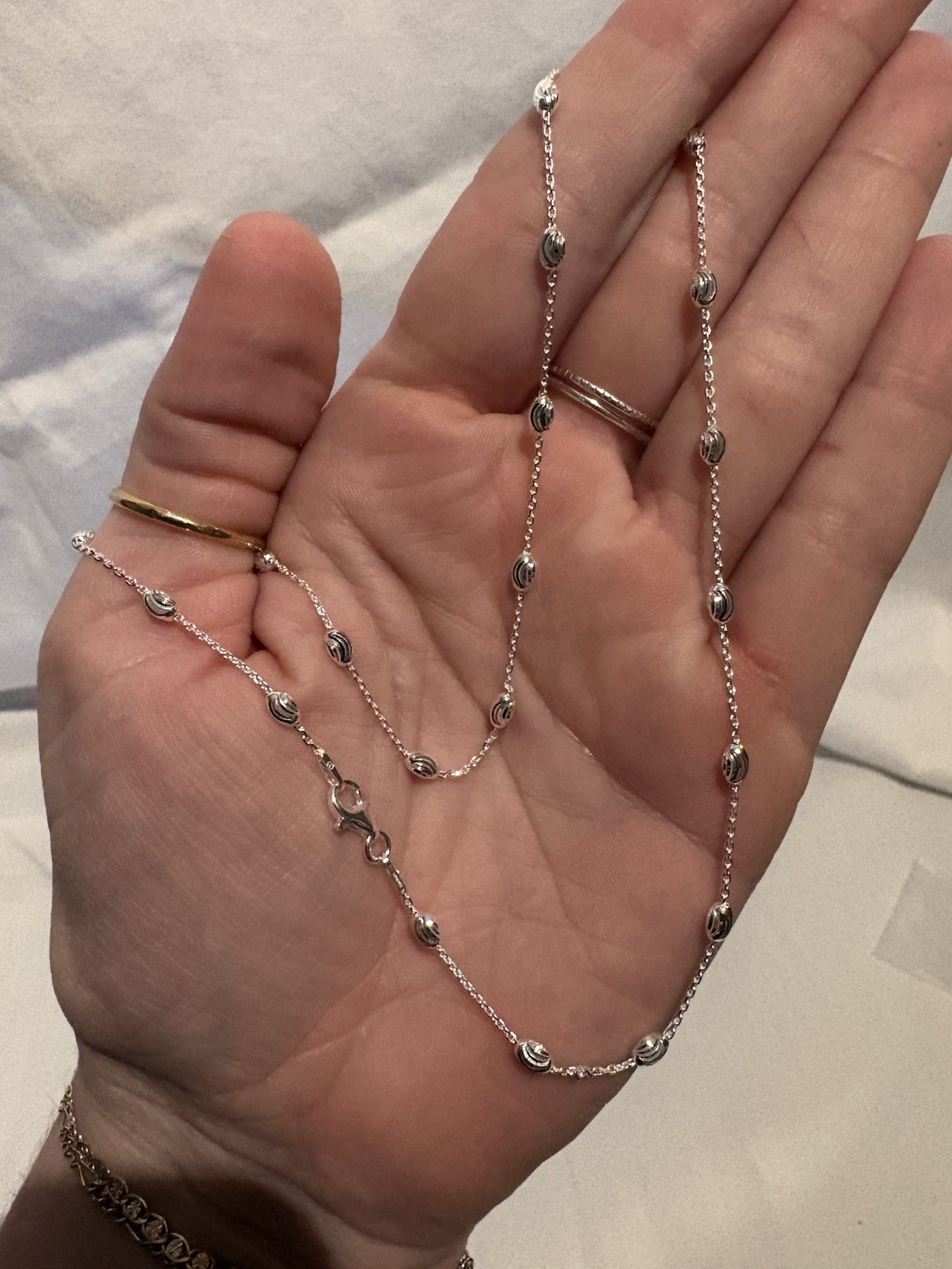 925 sterling silver – oval moon station necklace – 18″
