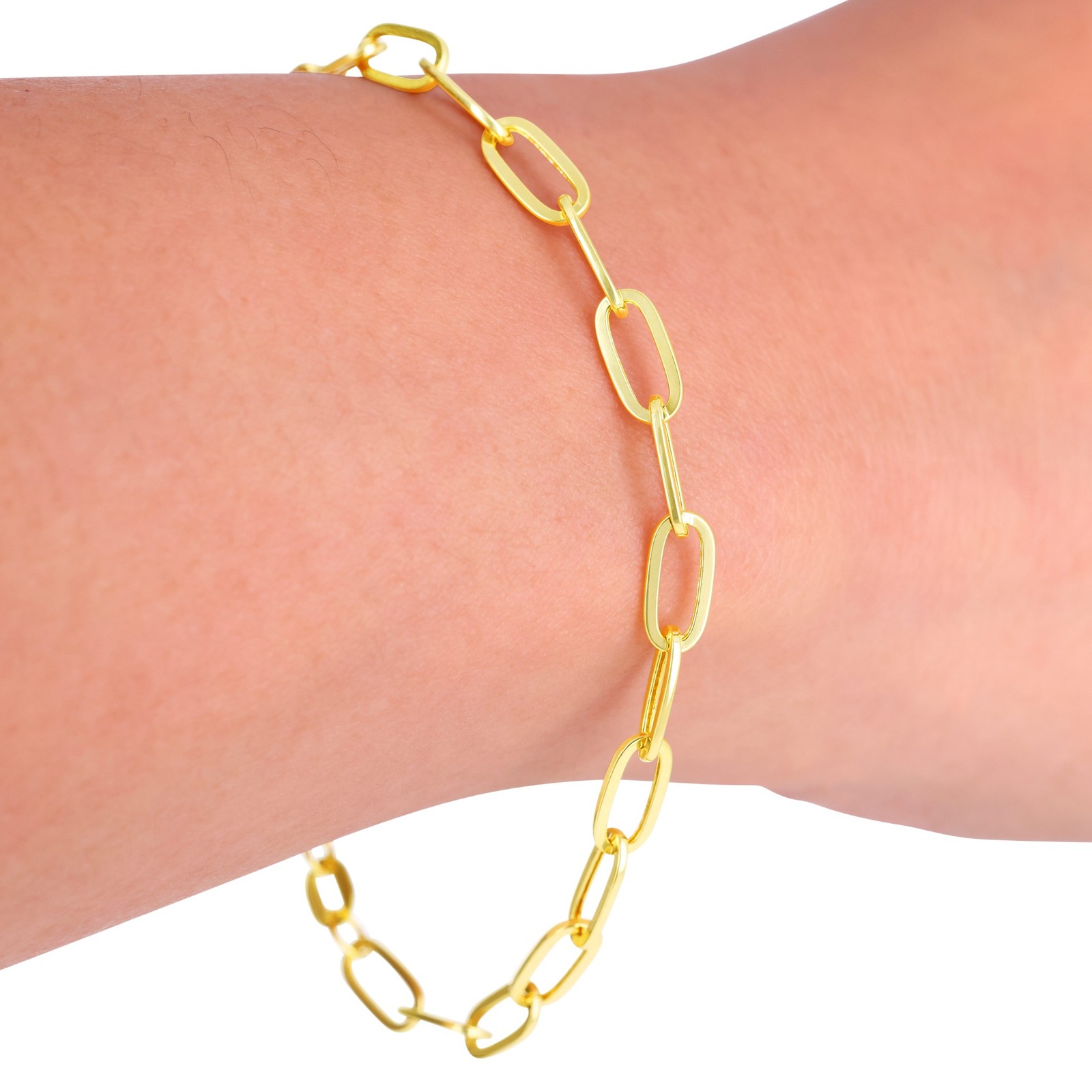 14k Yellow Gold Paperclip 2mm-7mm Chain Cable Rolo Bracelet Mens Womens 7″ – 8″