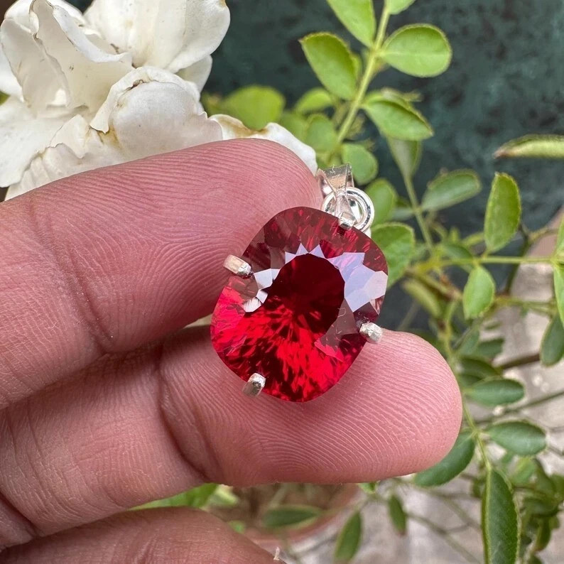 19.90 CT Natural Red Ruby Loose Gemstone 925 Solid Silver Certified Pendant