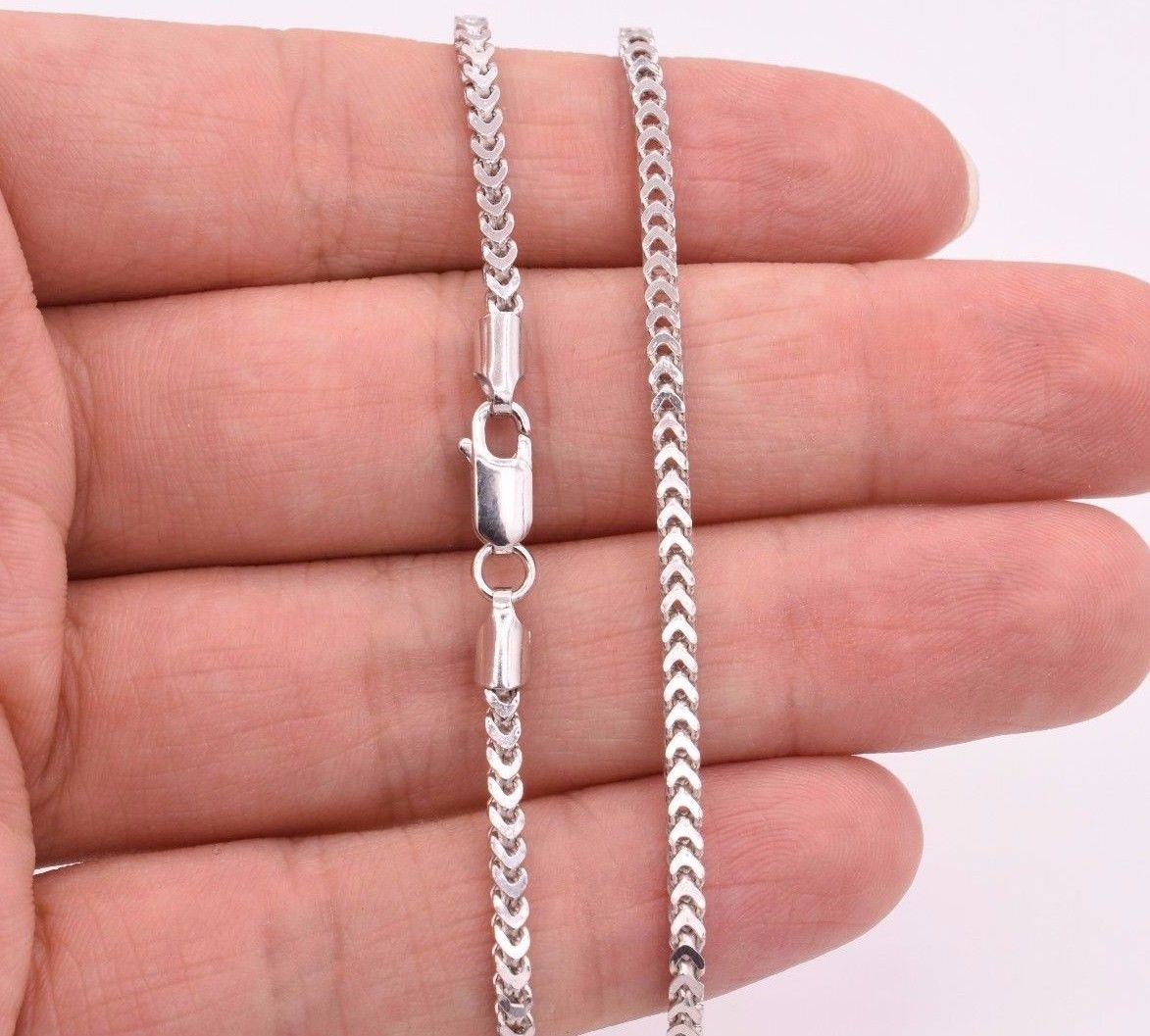 2.3mm Anti-Tarnish Solid Franco Chain Necklace Real 925 Sterling Silver ITALY