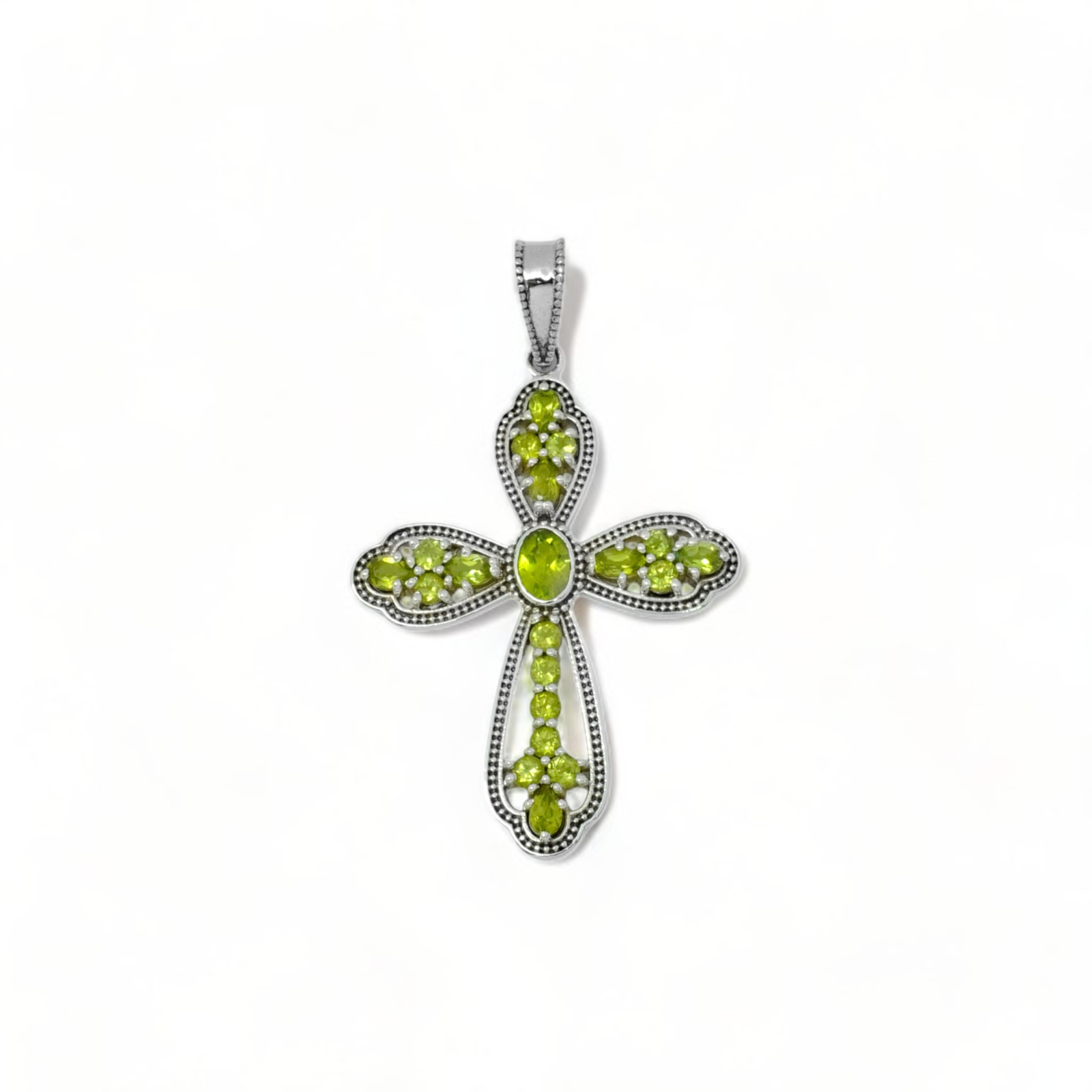 Peridot Gemstone Pendant Handmade Cross Pendant Jewelry For Unisex Gift Jewelry
