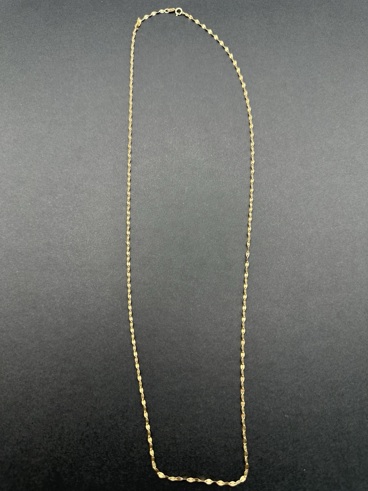14K Yellow Gold Diamond Cut Leaf Marquise Link Chain Necklace 22” 1.15g