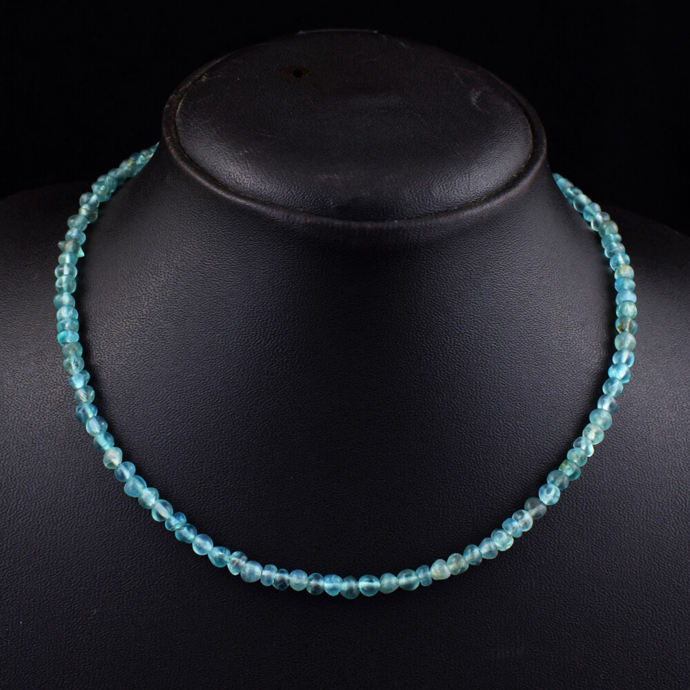 Round Shape 78 Cts Earth Mined Single Strand Aquamarine Beads Necklace SK 19N487