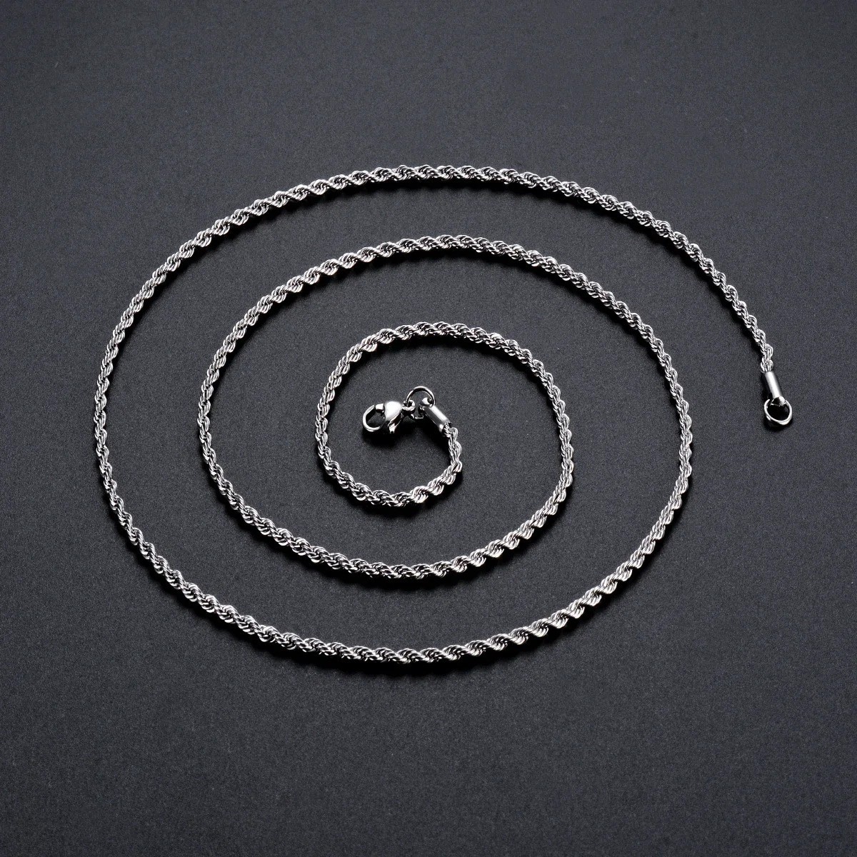 Italian Solid Sterling Silver Rope Link Chain Necklace 925 Silver Chain UNISEX
