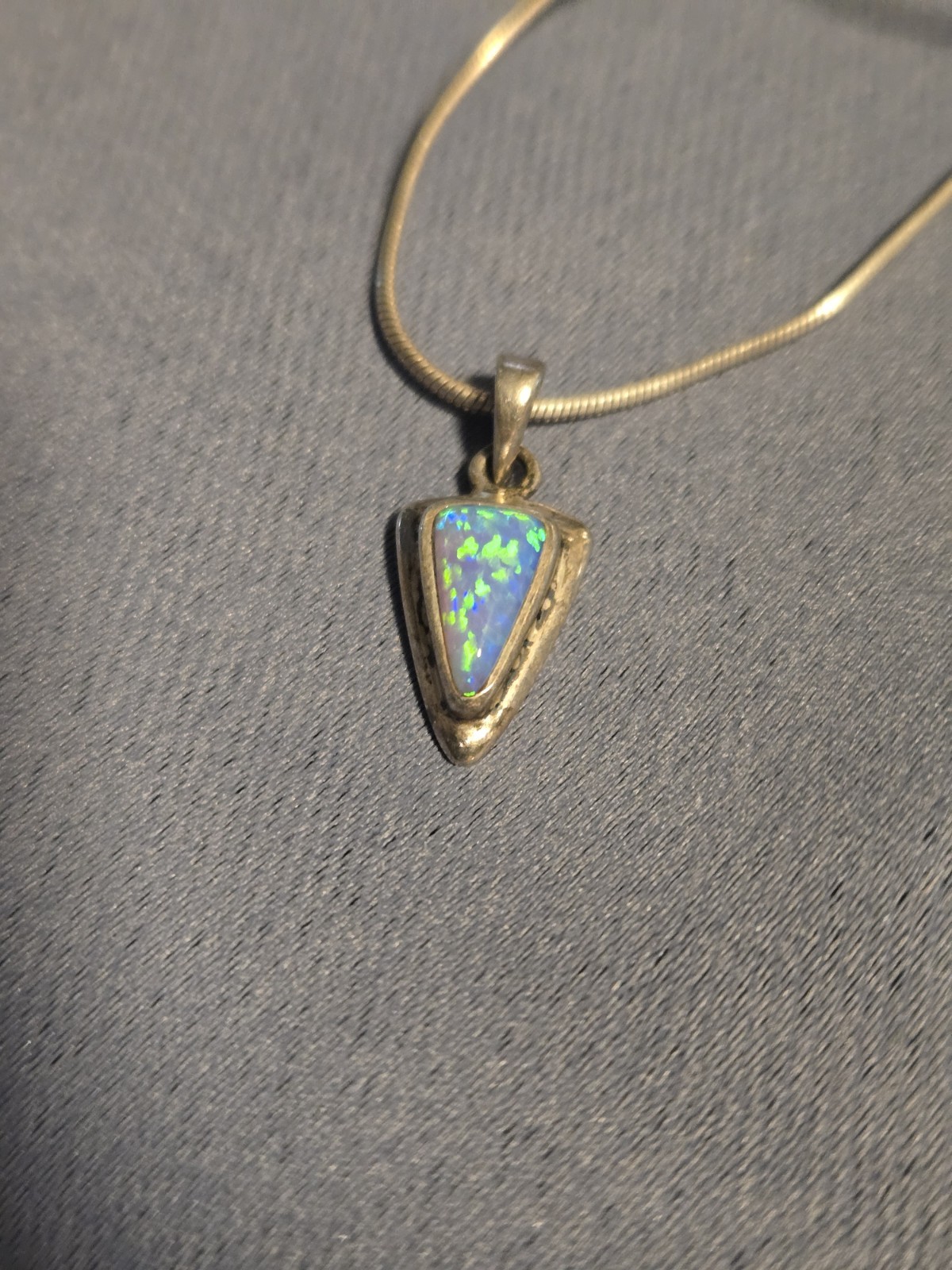 Vintage Designer Indigo Sterling & Jelly Opal Pendant 5/8″ Long 3/8″ Wide
