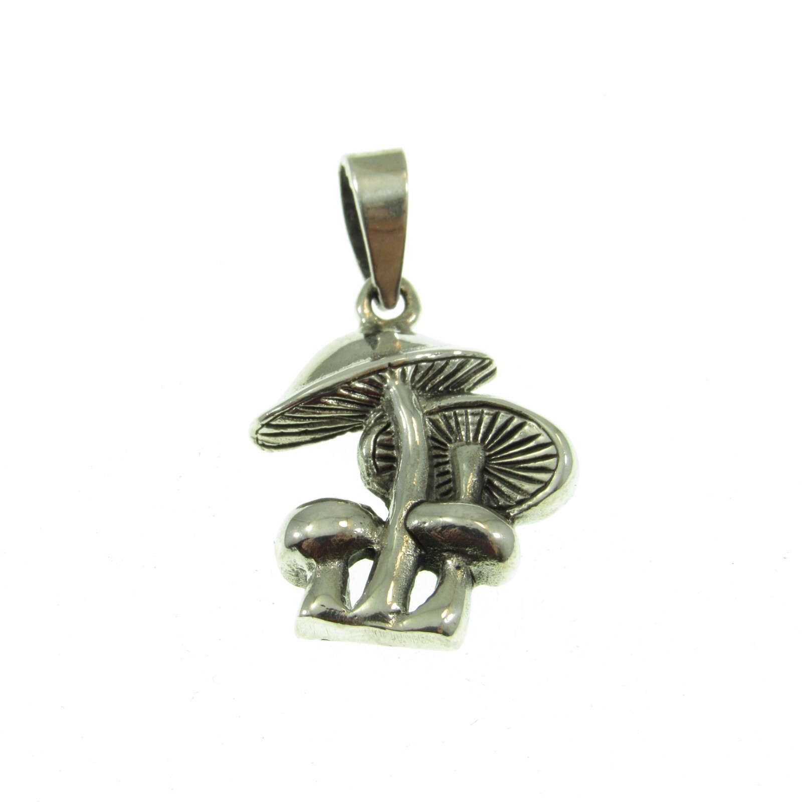 Solid 925 Sterling Silver Forest Mushrooms Patch Pendant, Fungi Jewelry Charm
