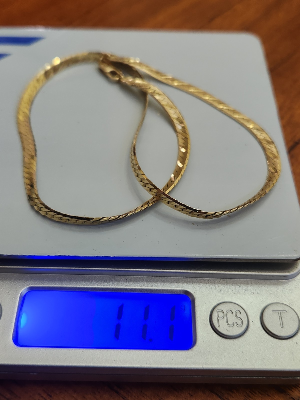 14K Y GOLD Herringbone REVERSIBLE Necklace 11.1 Grams 15 1/4″ Diamond Cut/plain