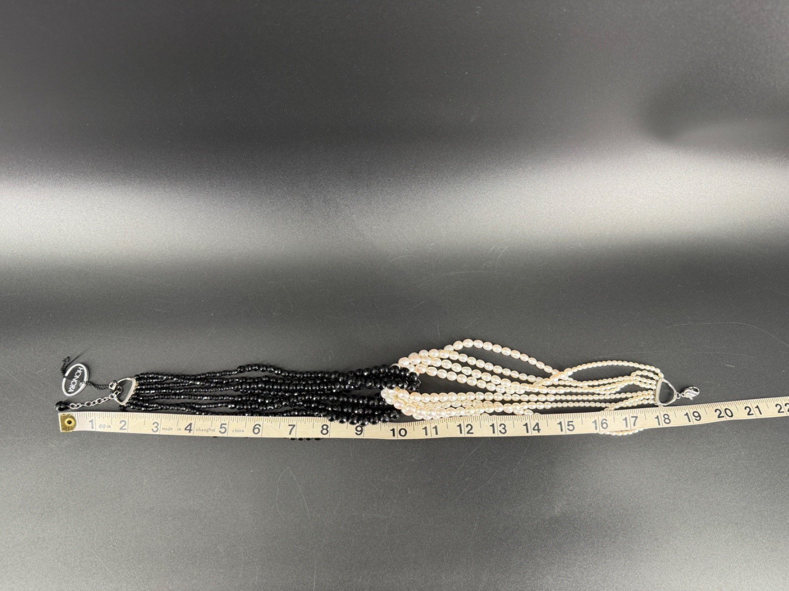 Honora Pearl Knot Necklace Multi Strand Black White Sterling 925 Statement