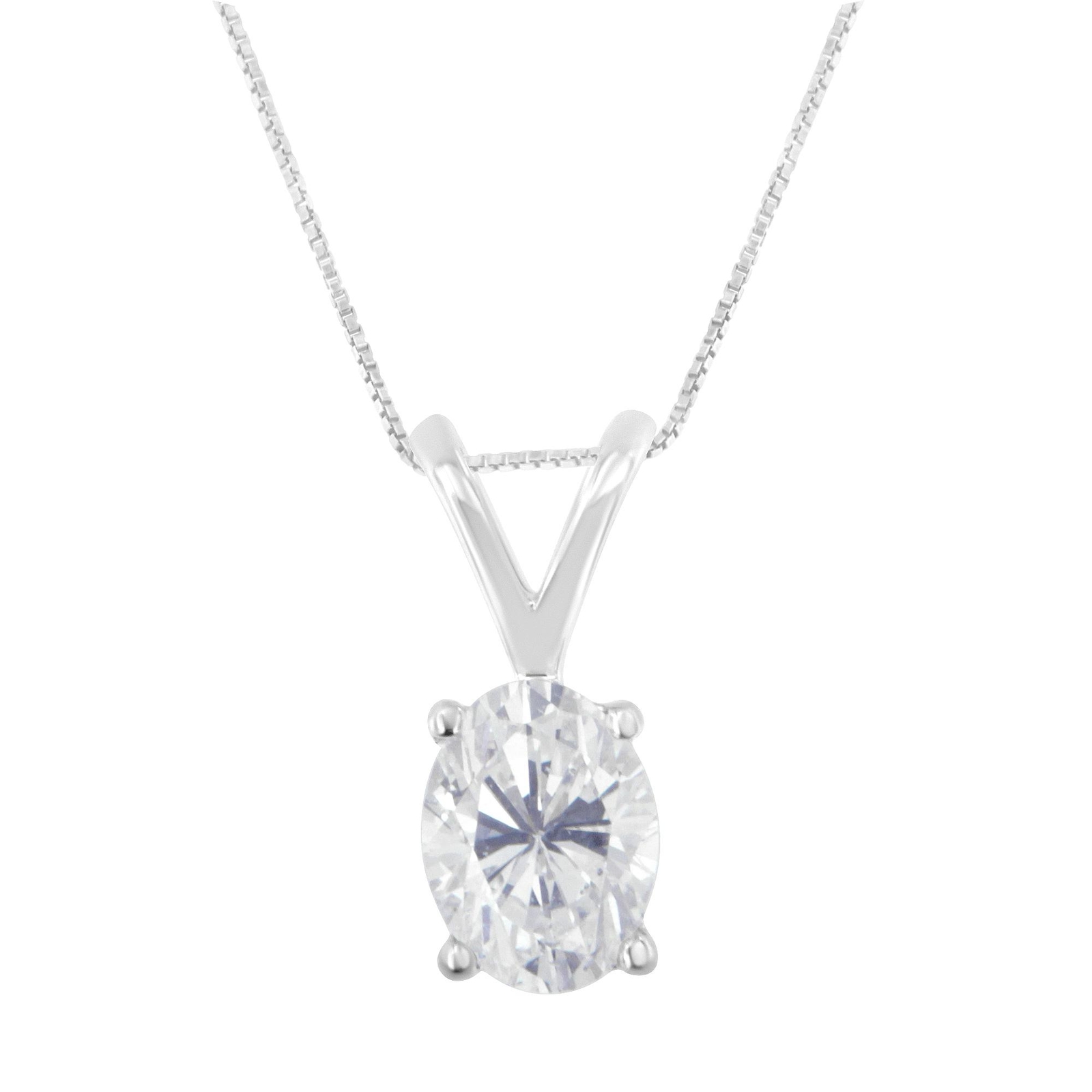 10K White Gold 3/8 Carat Prong Set Diamond Pendant Necklace (IGI Certified)