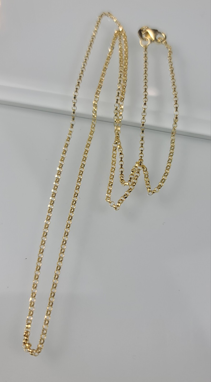 New 14k Solid Yellow Gold Cable Chain 19.5″ Necklace 1.4mm Signed CX 2.55g