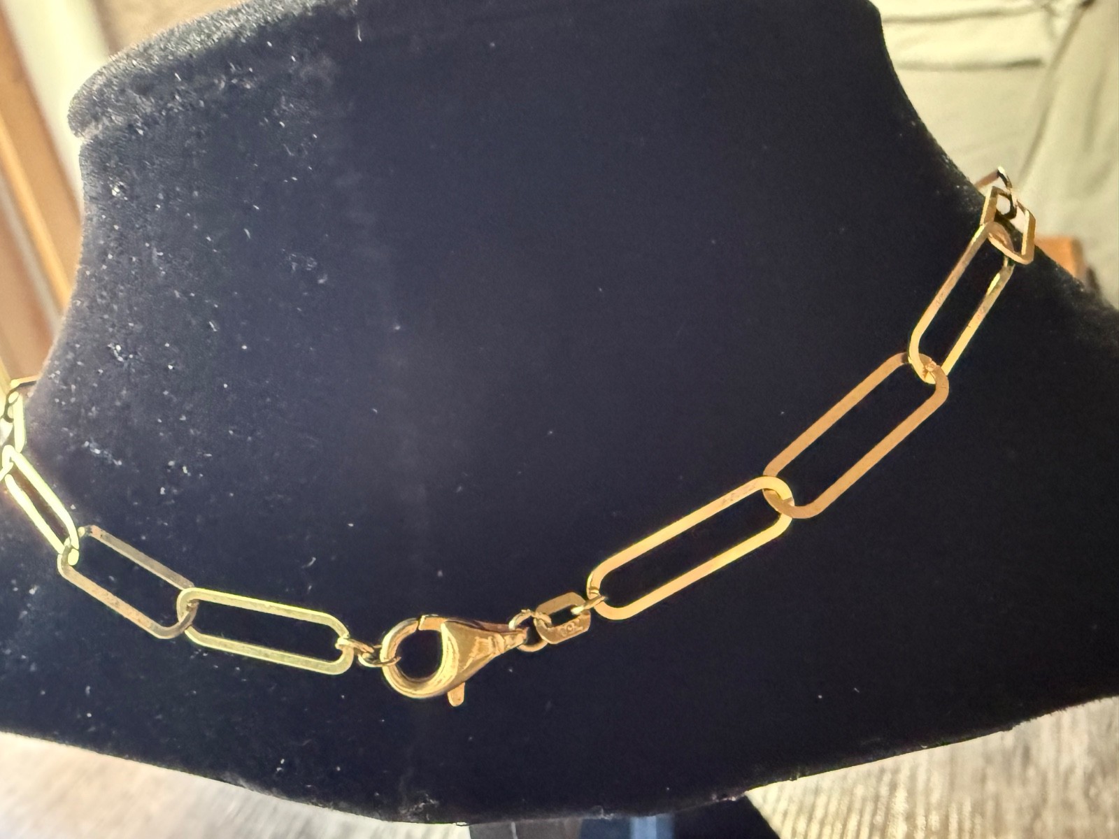 Dubai Design Paper Clip Link Solid 18k Gold Chain Necklace 16″ * Quality * Rare