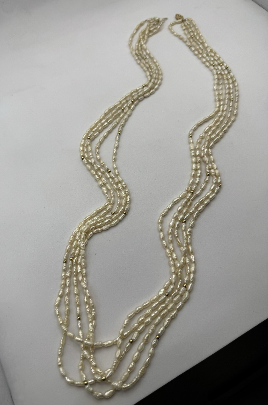 14k Yellow Gold Pearl Multi Strand 32in Necklace 67.13g CLASSY Vintage Ladies