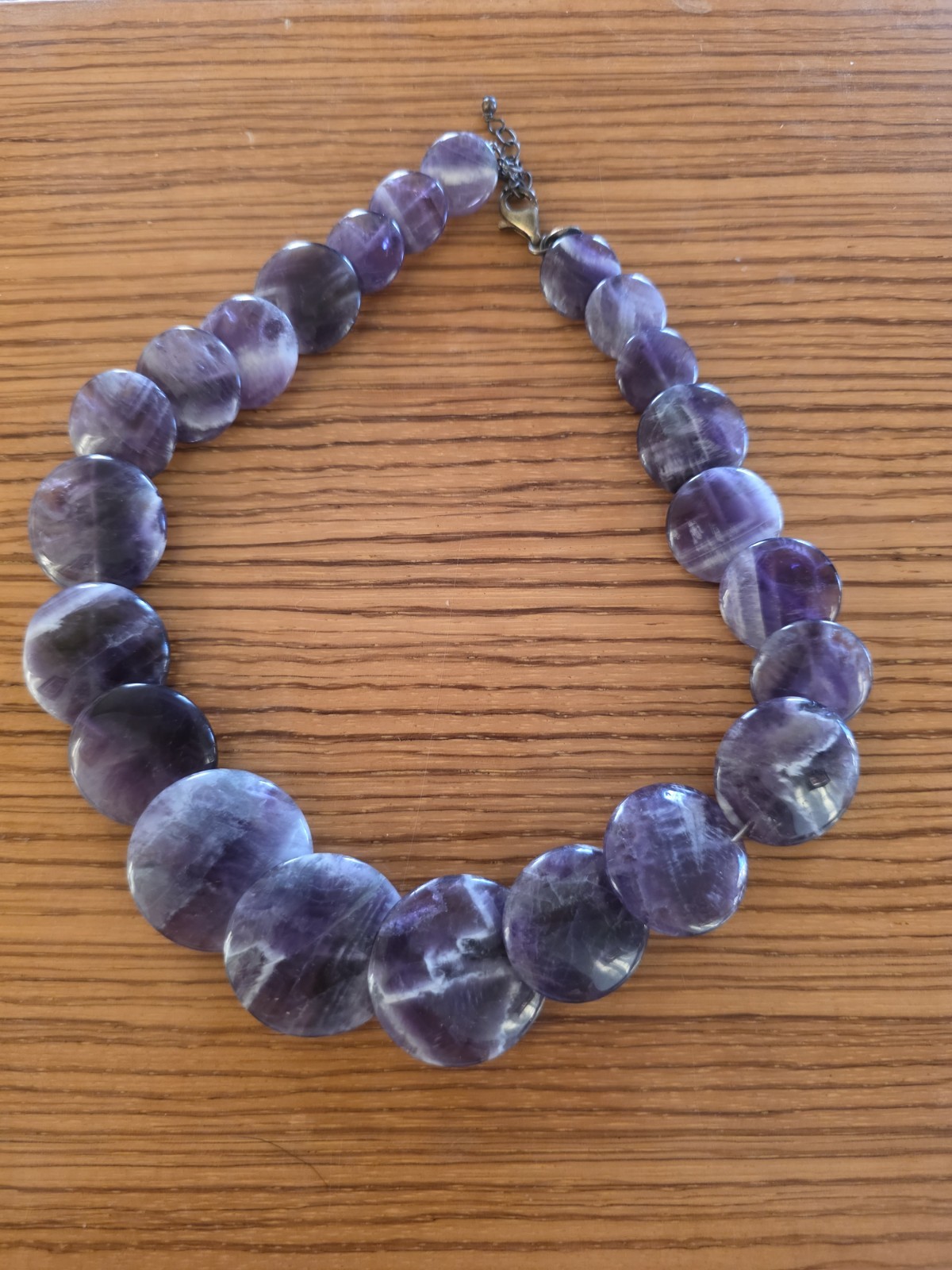 Amethyst Disk Necklace Sx 925 , 17 Inches