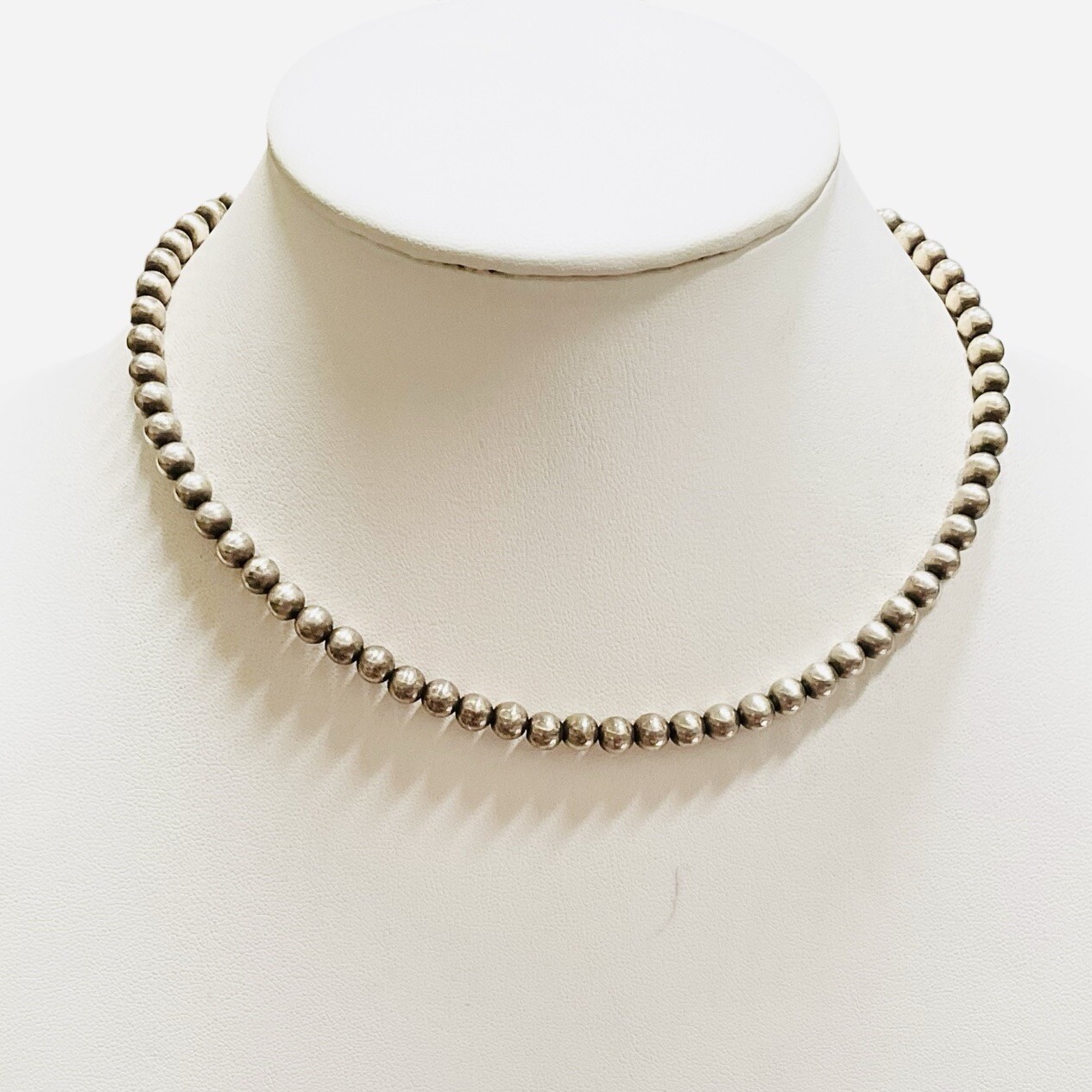 Sterling Silver Ball Bead Choker Necklace 925 Round Beads 15.4g