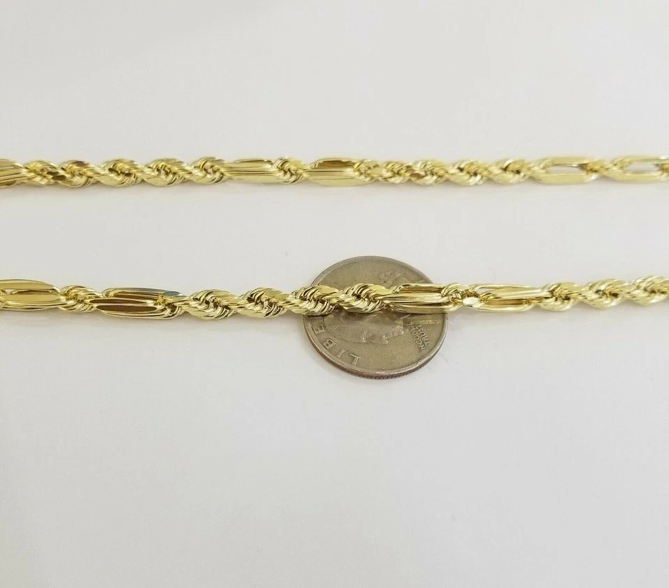 Real 10k Yellow Gold Milano Rope Chain 24 Inch 4mm Men’s Necklace