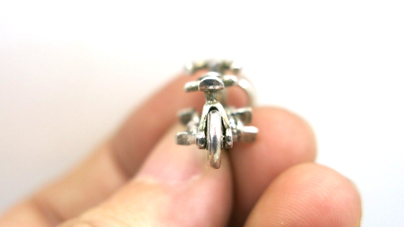 Tiny Vintage Solid 925 Silver Movable Tandem Bicycle Bike Charm Miniature