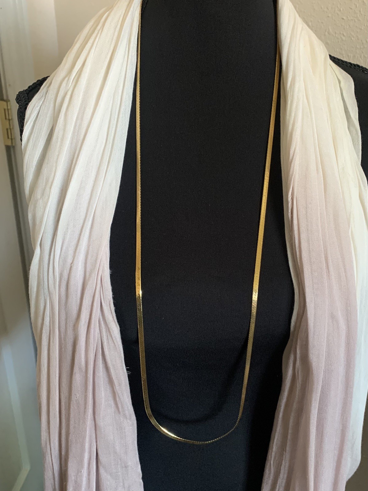 Gold over 925 Sterling Silver, 40”, 4mm, 20g LONG Flat Herringbone Chain Italy