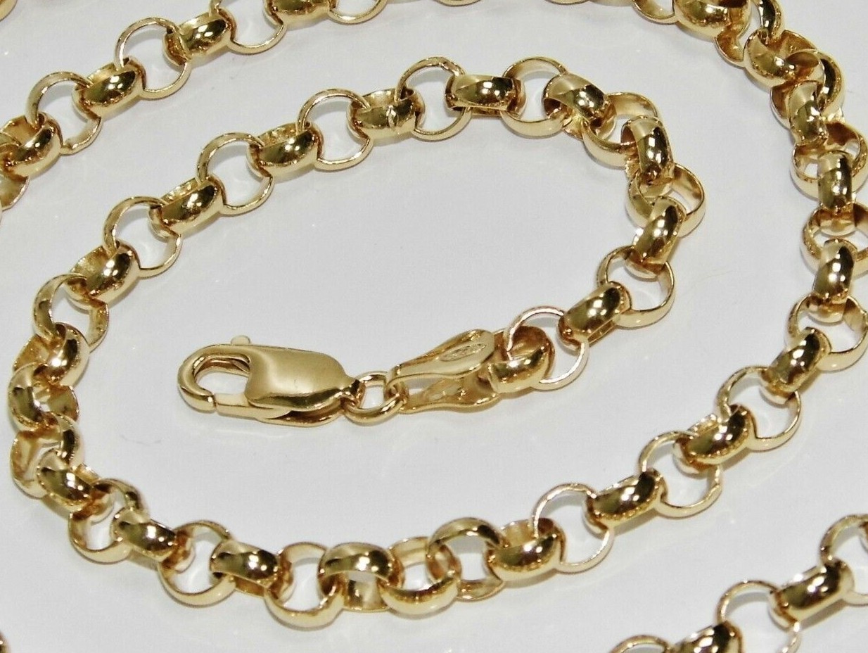 9ct Yellow Gold on Silver Belcher Chain – 7mm – 16 18 20 22 24 26 30 INCH