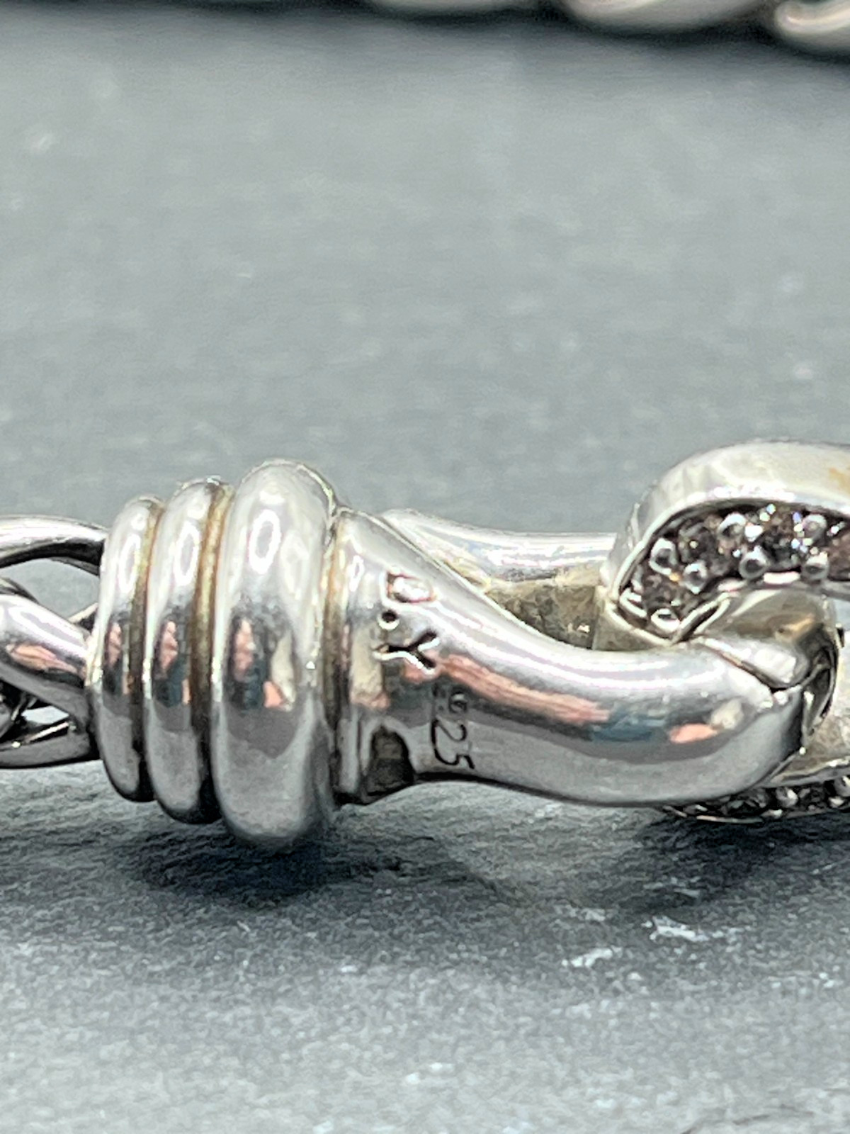 David Yurman diamond buckle single 6mm strand wheat necklace vintage jewelry 16″